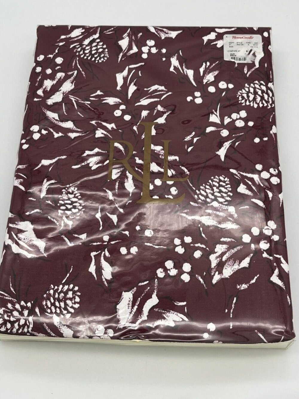 Lauren Ralph Lauren Bowen Oblong Tablecloth 60 x 104" Burgundy Acorn Leaf Fall